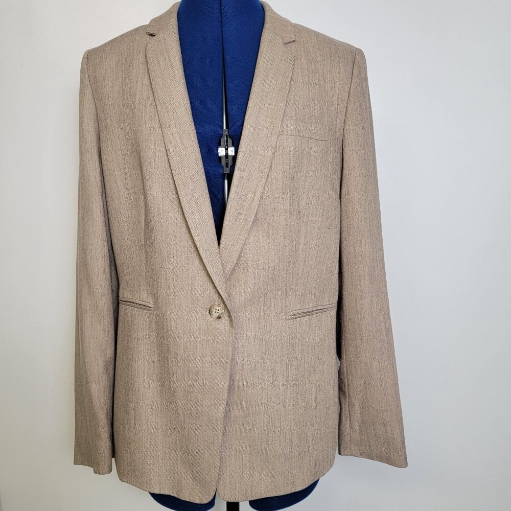 Antonio Melani Womens Beige Viscose/Poly Blend Lined One Button Dress Blazer 12
